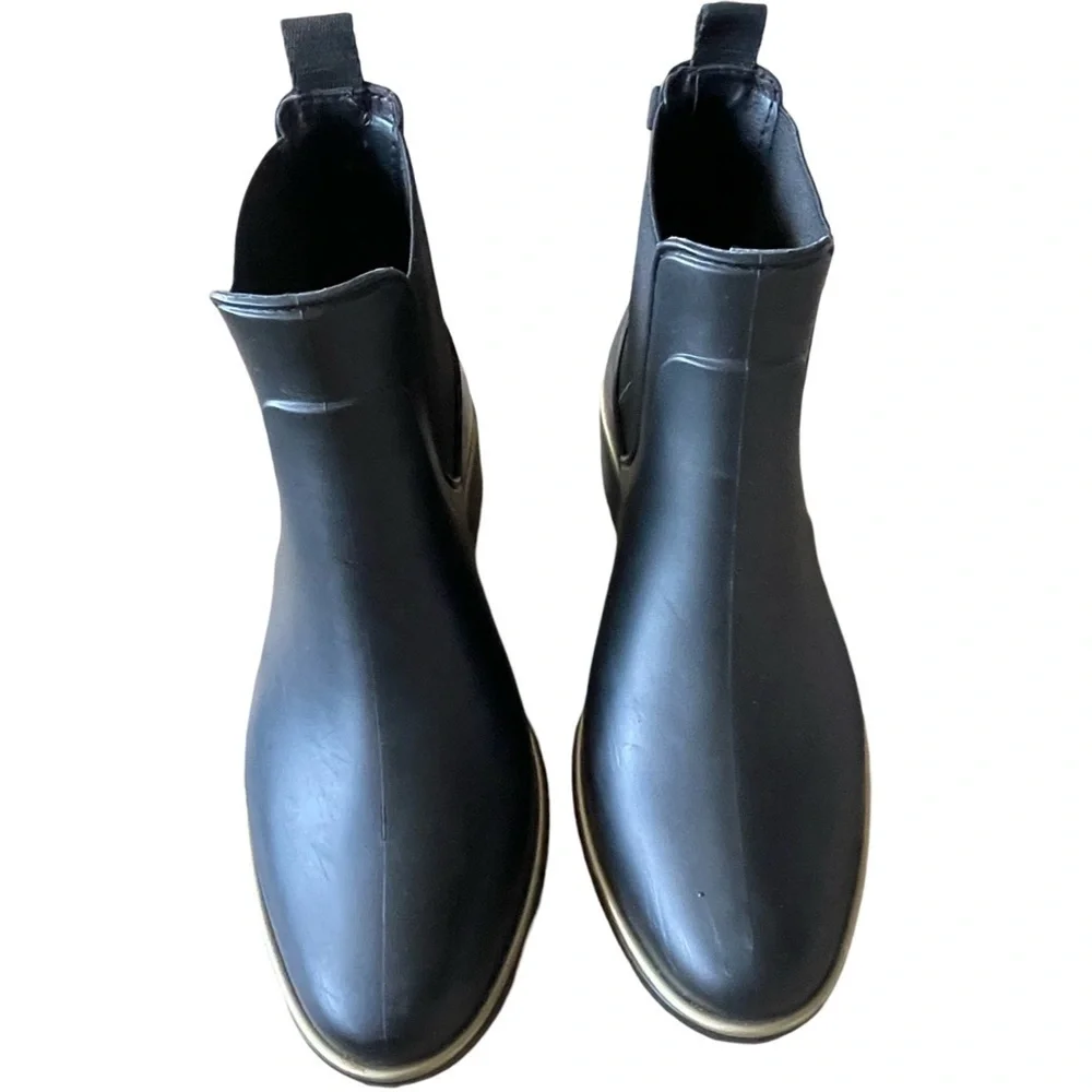 Kate Spade New York Solstice Rubber Black Rain Chelsea Boots Size 6
